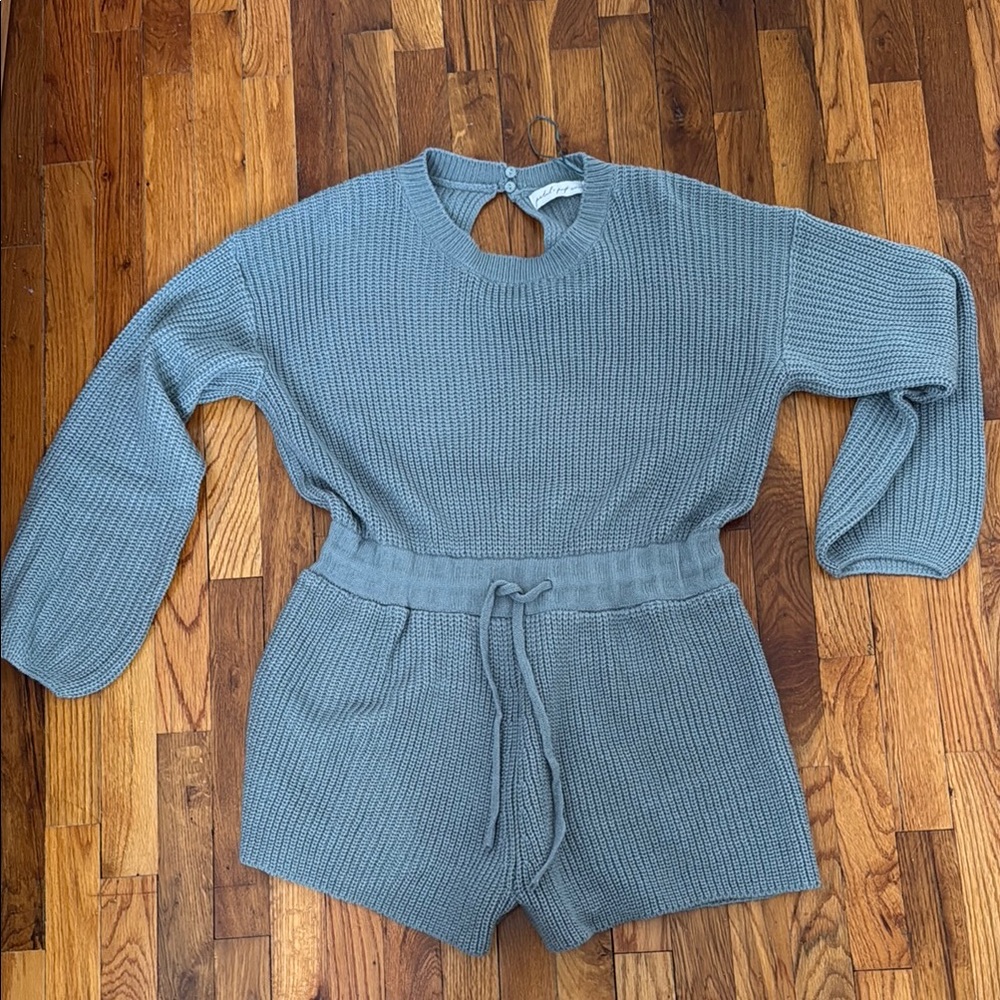 Women's Blue Knit Jumpsuit